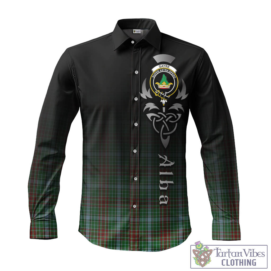 Tartan Vibes Clothing Gayre Tartan Long Sleeve Button Up Featuring Alba Gu Brath Family Crest Celtic Inspired