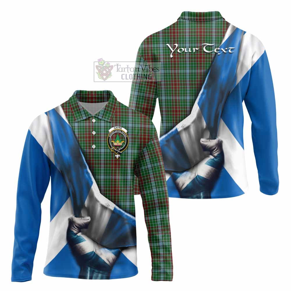 Tartan Vibes Clothing Gayre Tartan Long Sleeve Polo Shirt with Family Crest Scotland Patriotic Style