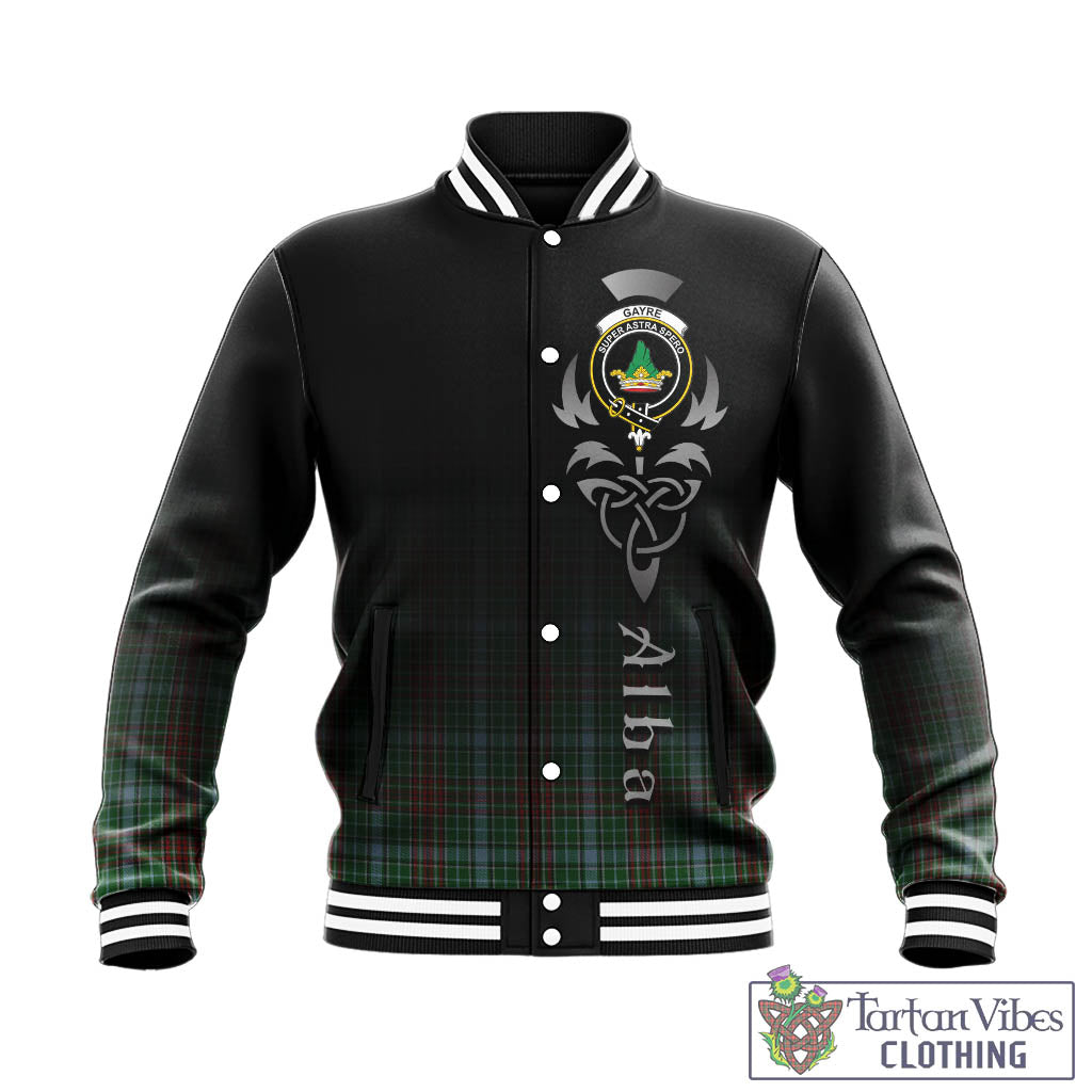 Tartan Vibes Clothing Gayre Tartan Baseball Jacket Featuring Alba Gu Brath Family Crest Celtic Inspired