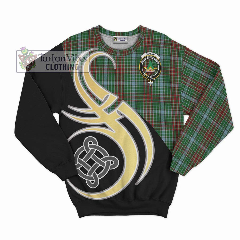 Gayre Tartan Sweatshirt with Family Crest and Celtic Symbol Style - Tartan Vibes Clothing