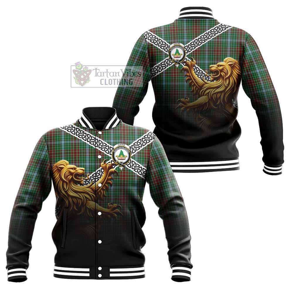 Gayre Crest Tartan Baseball Jacket with Golden Lion Emblem Celtic Style - Tartan Vibes Clothing