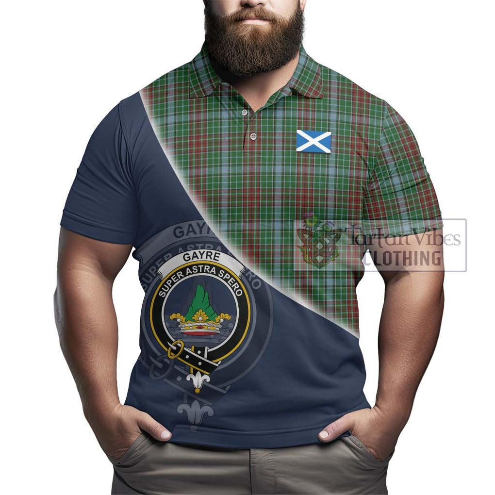 Gayre Tartan Polo Shirt with Personalised National Flag and Family Crest Half Style - Tartanvibesclothing Shop