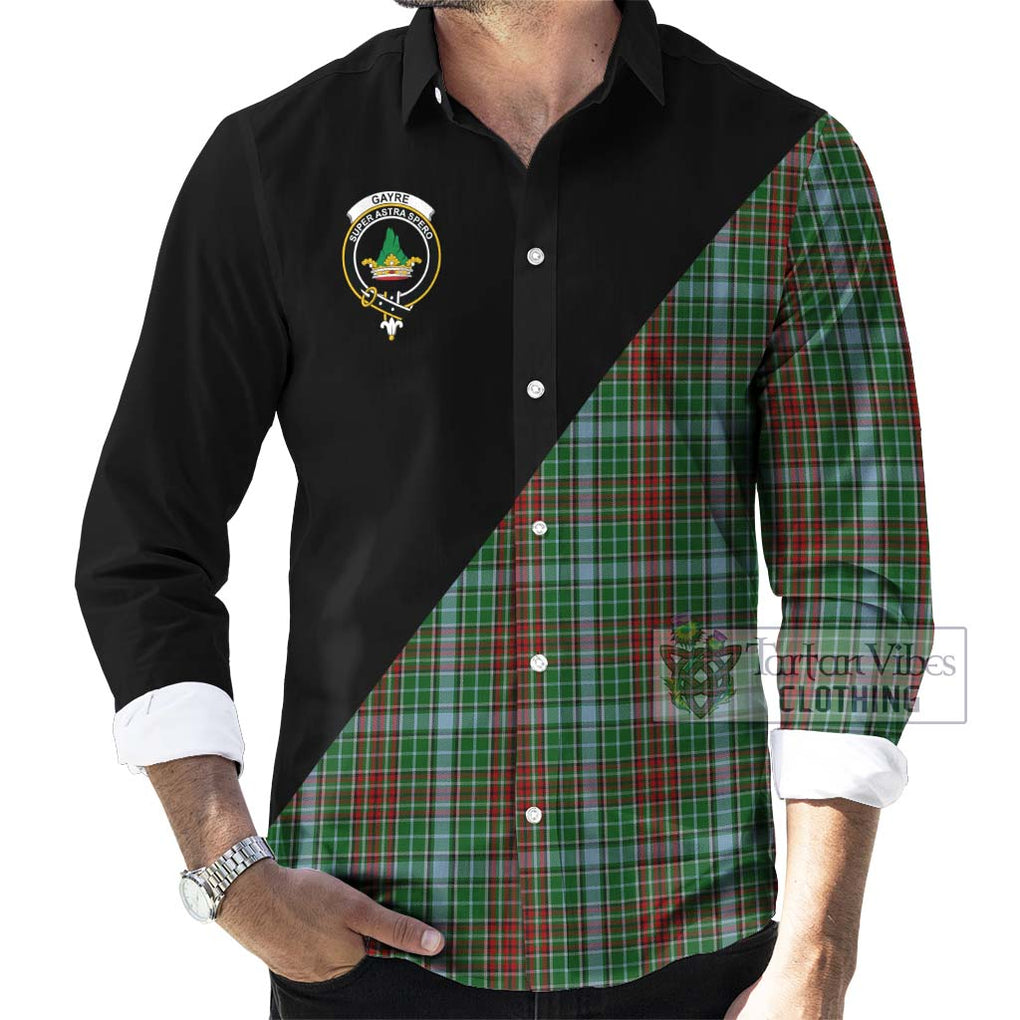 Gayre Tartan Long Sleeve Button Shirt with Family Crest and Military Logo Style - Tartanvibesclothing Shop