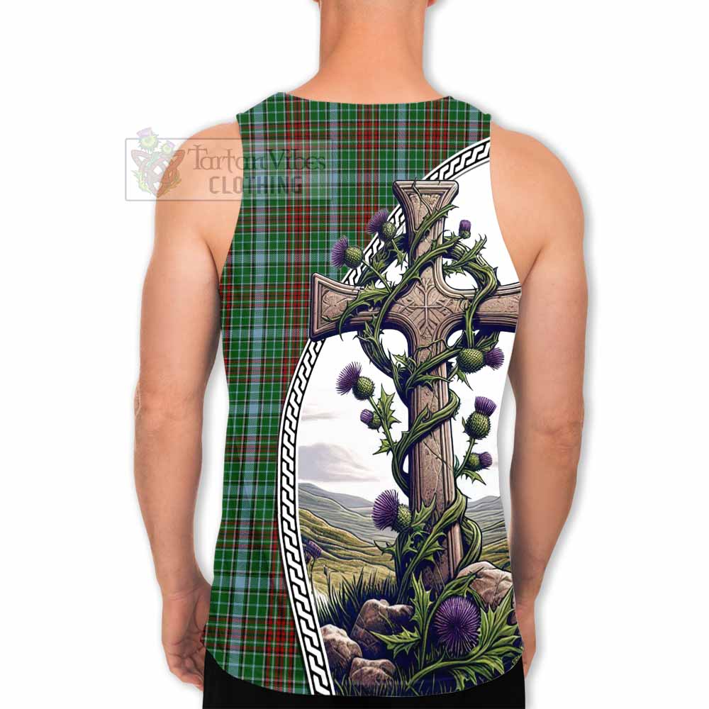 Tartan Vibes Clothing Gayre Tartan Men's Tank Top with Family Crest and St. Andrew's Cross Accented by Thistle Vines