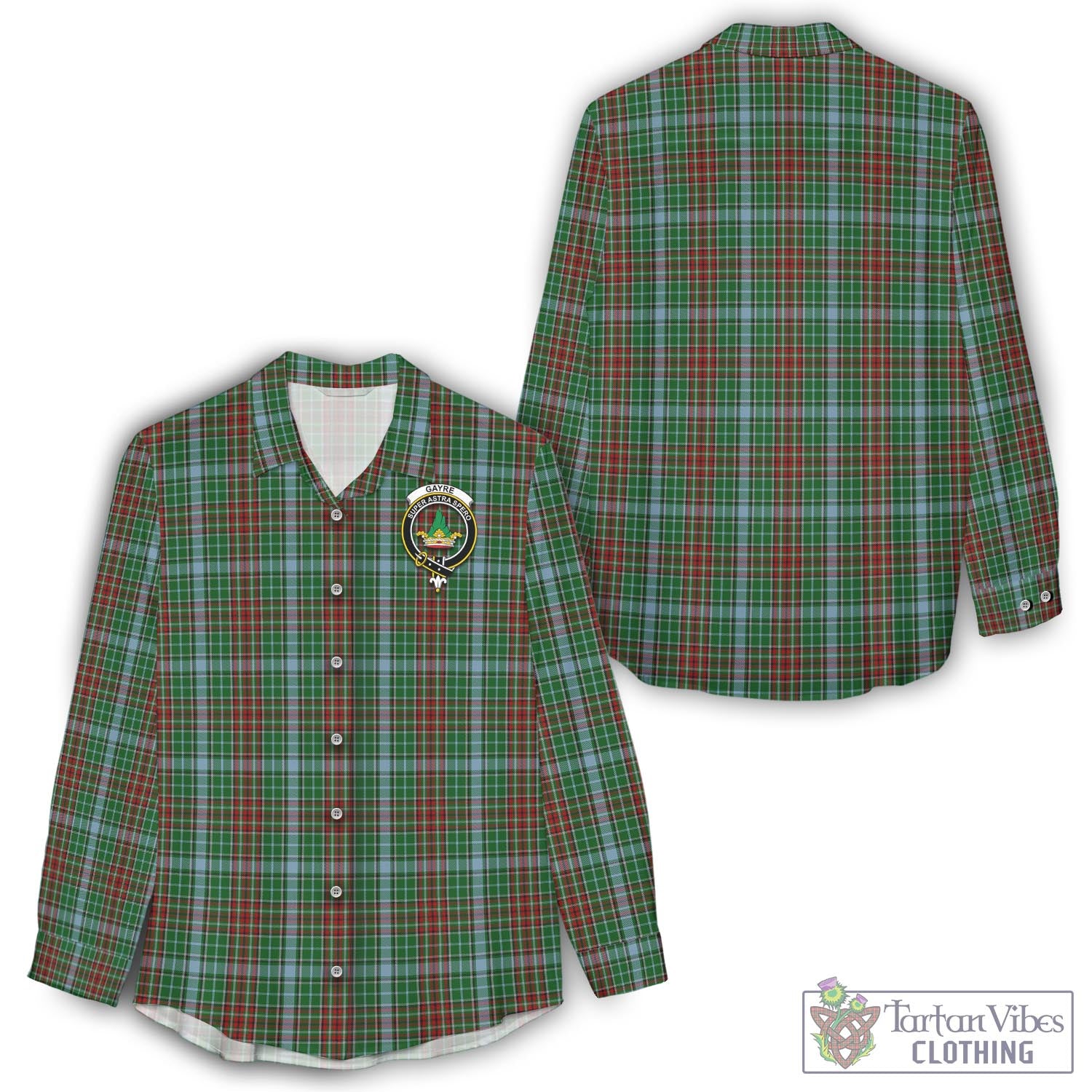 Tartan Vibes Clothing Gayre Tartan Womens Casual Shirt with Family Crest