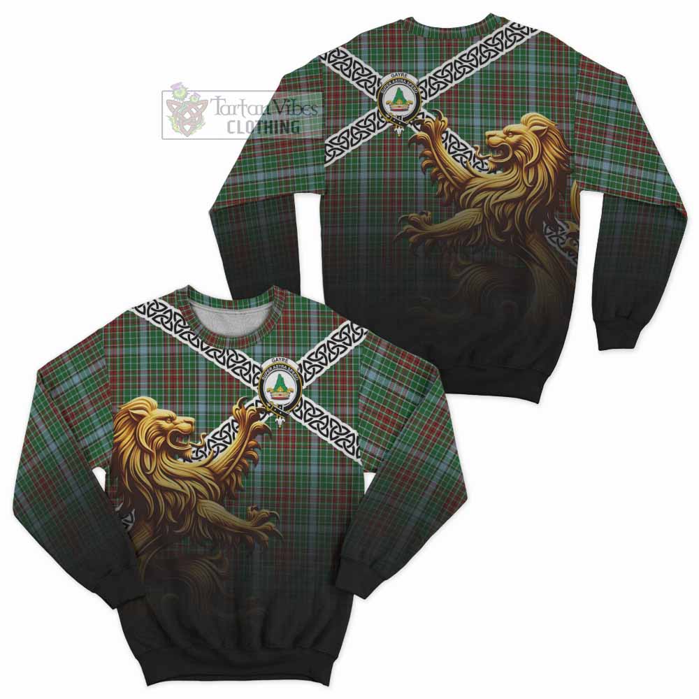 Gayre Crest Tartan Sweatshirt with Golden Lion Emblem Celtic Style - Tartan Vibes Clothing