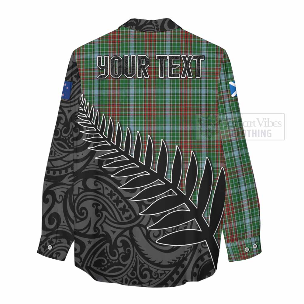 Tartan Vibes Clothing Gayre Crest Tartan Women's Casual Shirt with New Zealand Silver Fern Half Style