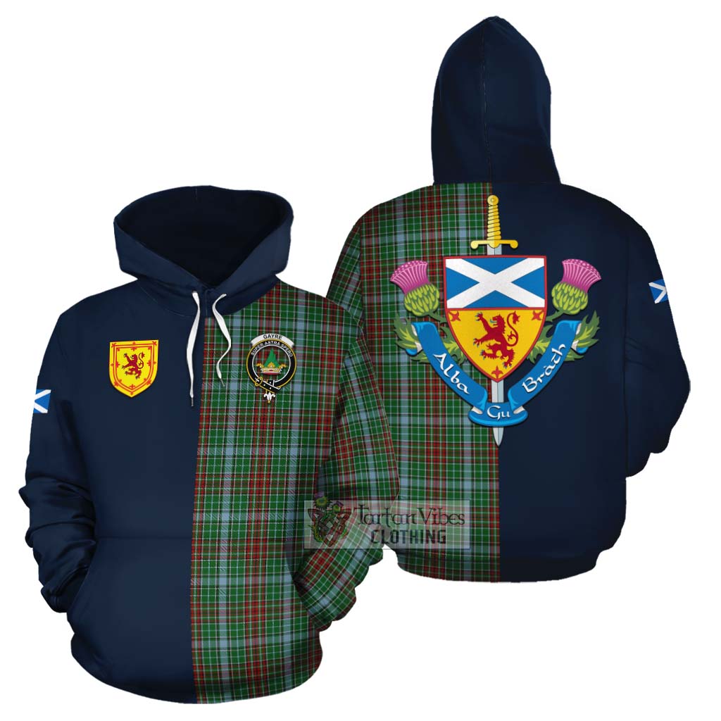 Tartan Vibes Clothing Gayre Tartan Cotton Hoodie Alba with Scottish Lion Royal Arm Half Style