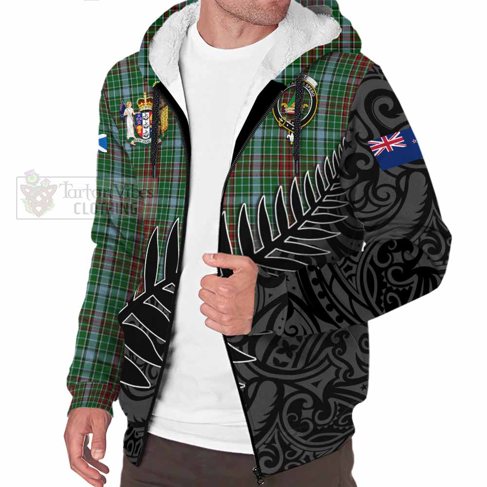 Tartan Vibes Clothing Gayre Crest Tartan Sherpa Hoodie with New Zealand Silver Fern Half Style