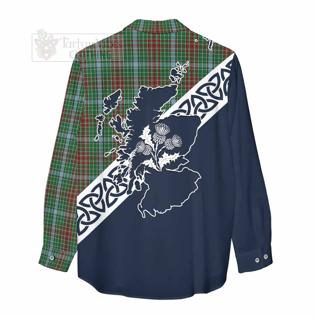 Tartan Vibes Clothing Gayre Tartan Women's Casual Shirt Featuring Thistle and Scotland Map