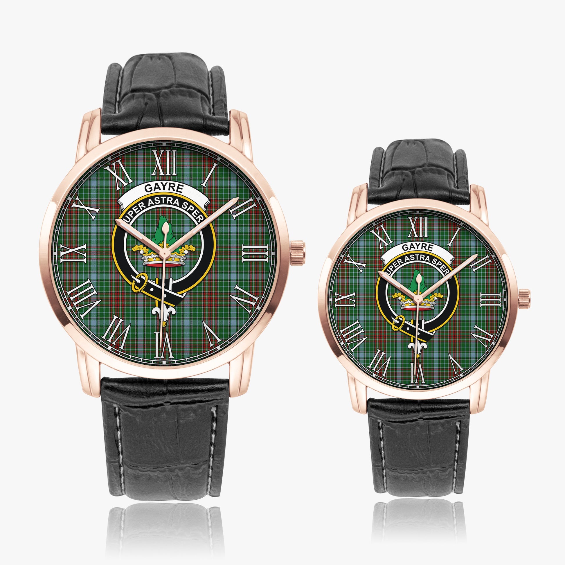 Gayre Tartan Family Crest Leather Strap Quartz Watch - Tartanvibesclothing