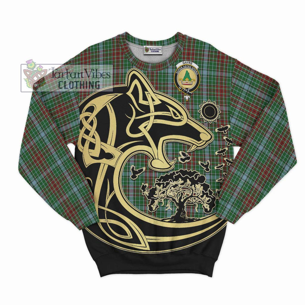 Gayre Tartan Sweatshirt with Family Crest Celtic Wolf Style - Tartan Vibes Clothing