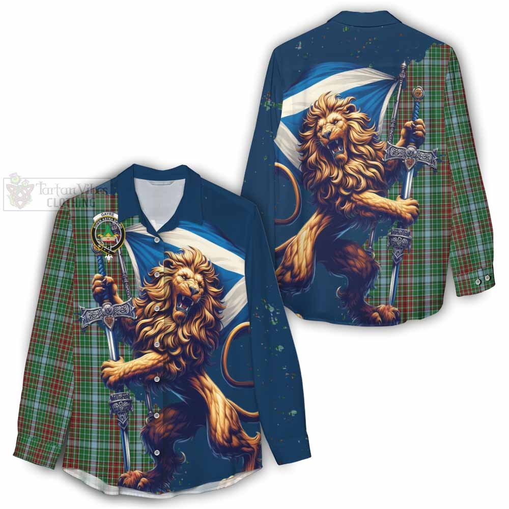 Tartan Vibes Clothing Gayre Tartan Family Crest Women's Casual Shirt with Scottish Majestic Lion