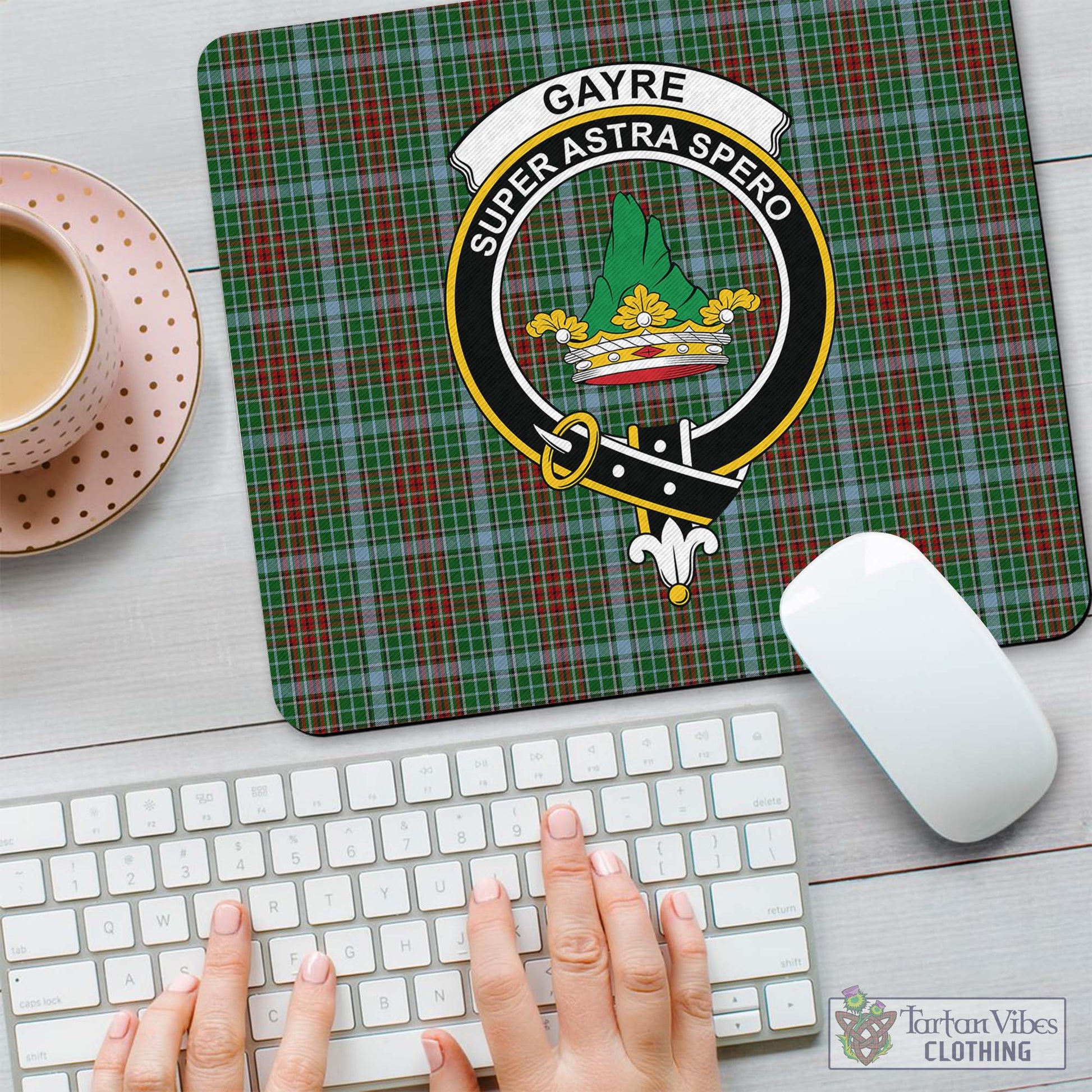 Tartan Vibes Clothing Gayre Tartan Mouse Pad with Family Crest