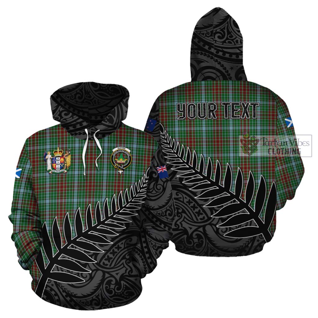 Tartan Vibes Clothing Gayre Crest Tartan Cotton Hoodie with New Zealand Silver Fern Half Style