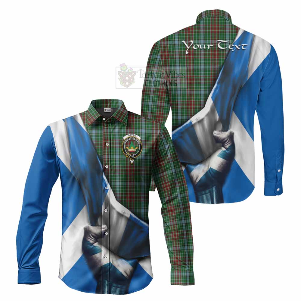 Tartan Vibes Clothing Gayre Tartan Long Sleeve Button Shirt with Family Crest Scotland Patriotic Style