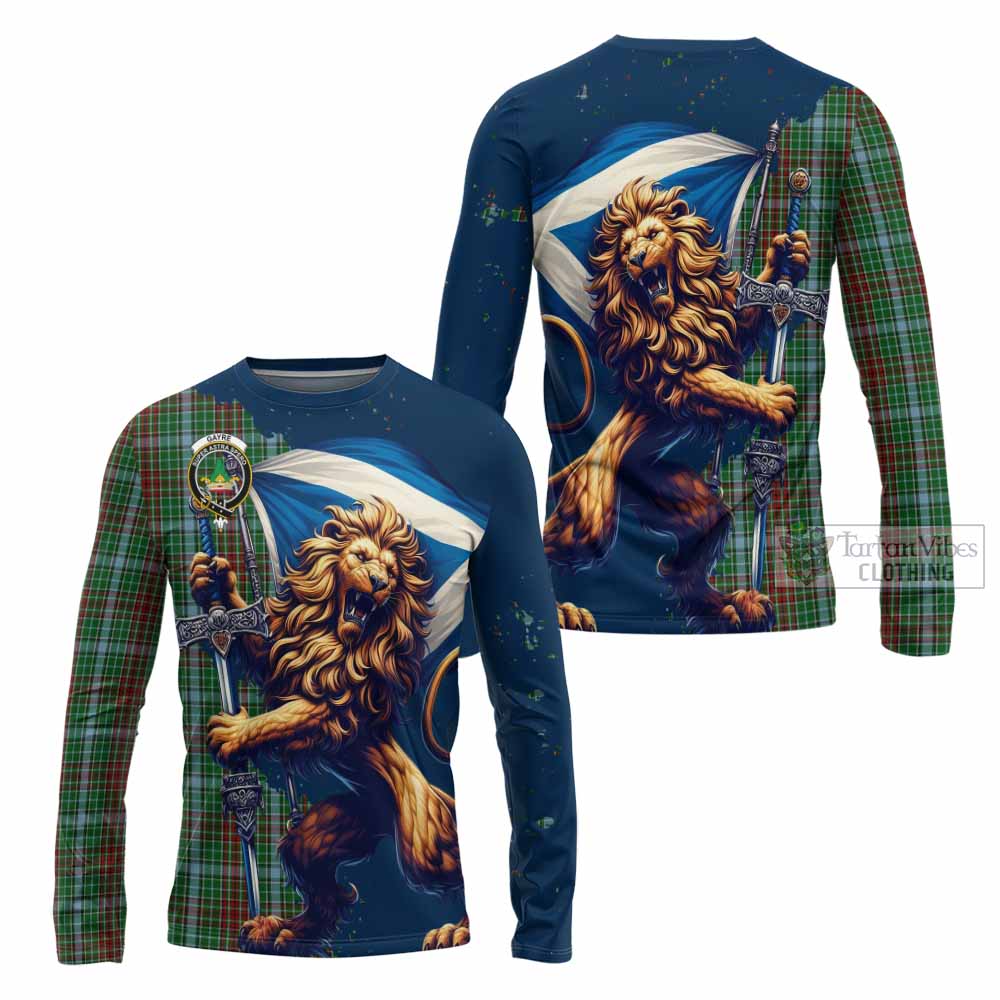 Tartan Vibes Clothing Gayre Tartan Family Crest Long Sleeve T-Shirt with Scottish Majestic Lion