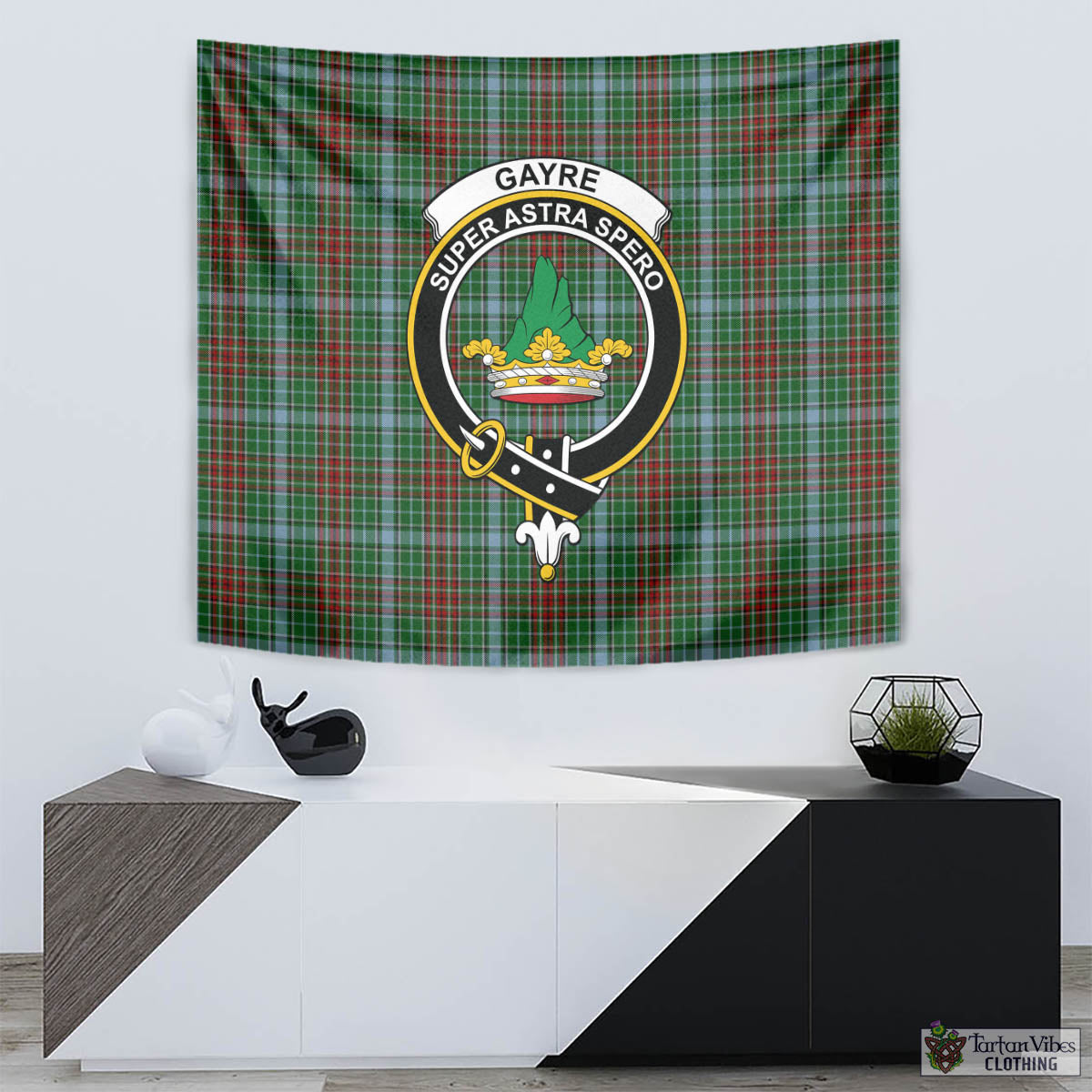 Tartan Vibes Clothing Gayre Tartan Tapestry Wall Hanging and Home Decor for Room with Family Crest