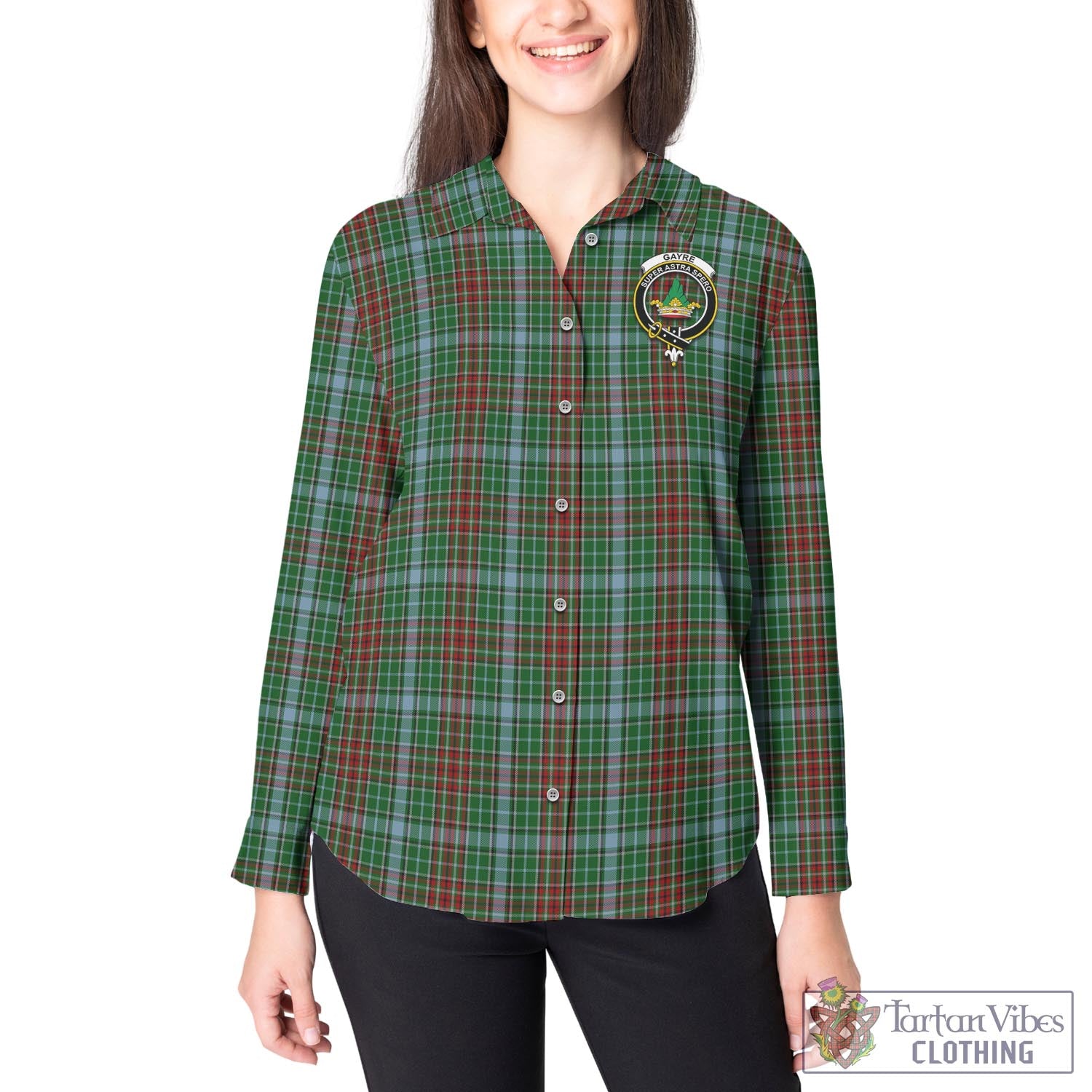 Tartan Vibes Clothing Gayre Tartan Womens Casual Shirt with Family Crest