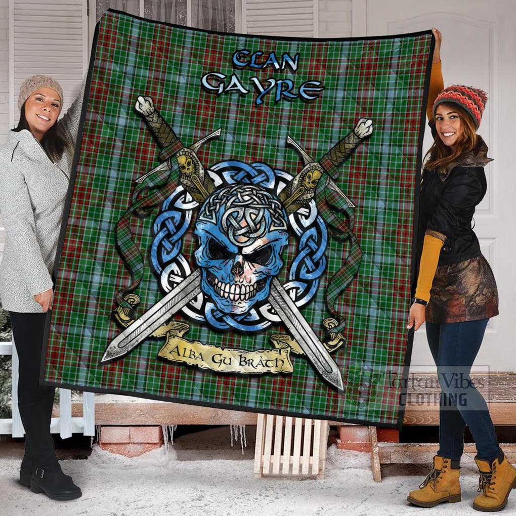 Tartan Vibes Clothing Gayre Tartan Quilt with Celtic Skull Alba Gu Brath Style