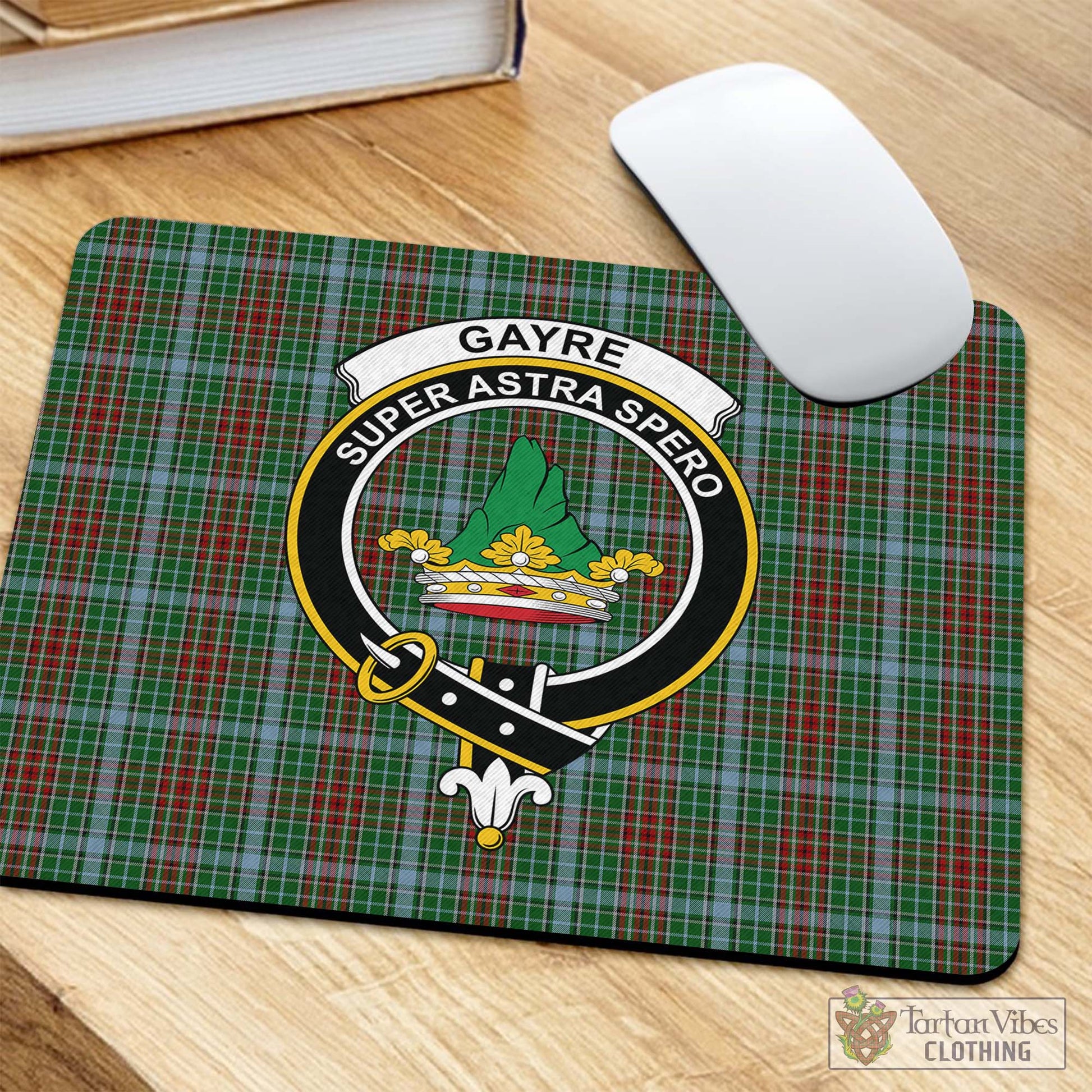 Tartan Vibes Clothing Gayre Tartan Mouse Pad with Family Crest