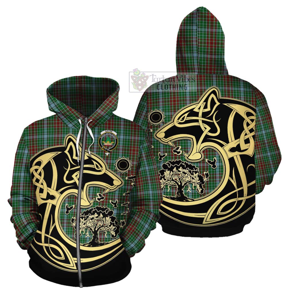 Tartan Vibes Clothing Gayre Tartan Cotton Hoodie with Family Crest Celtic Wolf Style