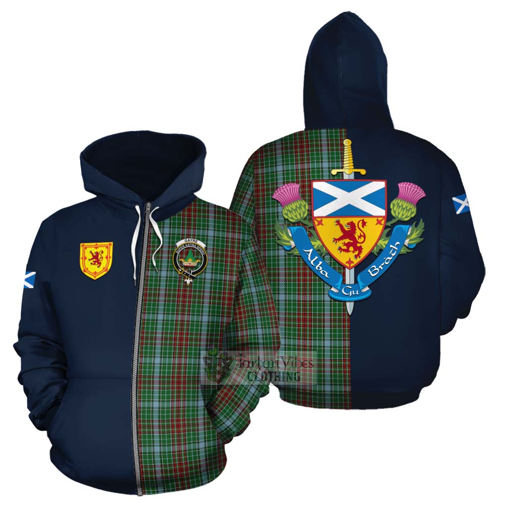 Tartan Vibes Clothing Gayre Tartan Cotton Hoodie Alba with Scottish Lion Royal Arm Half Style