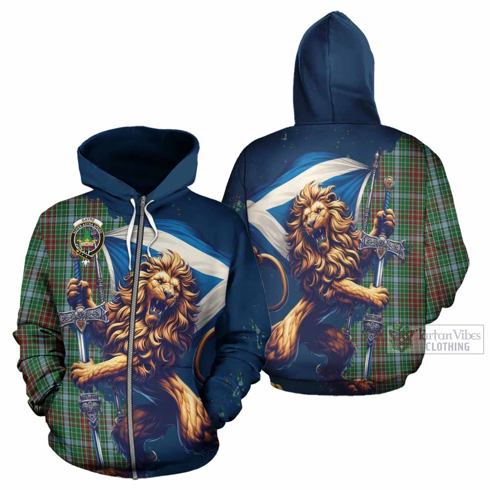 Gayre Tartan Family Crest Hoodie with Scottish Majestic Lion