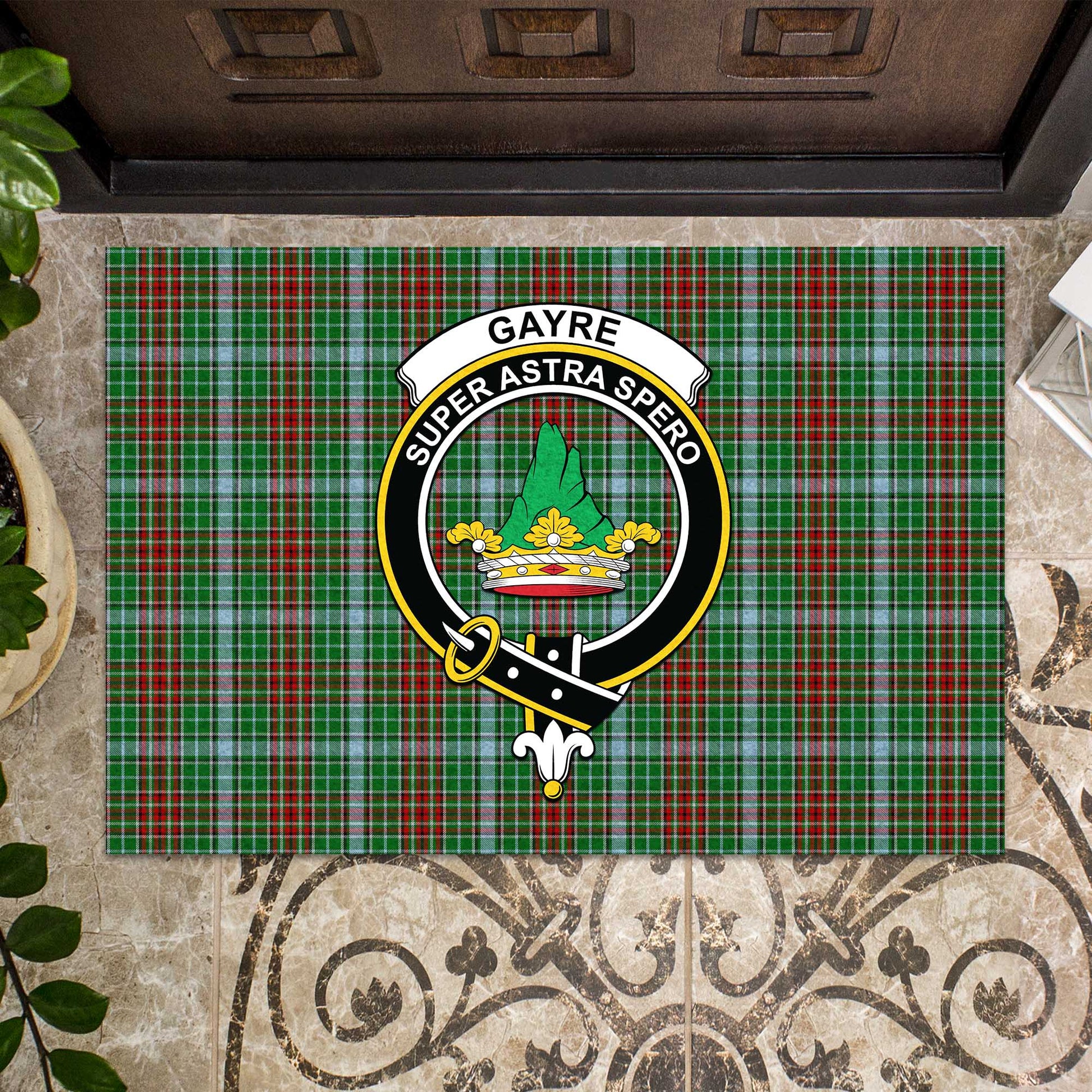 Gayre Tartan Door Mat with Family Crest - Tartanvibesclothing