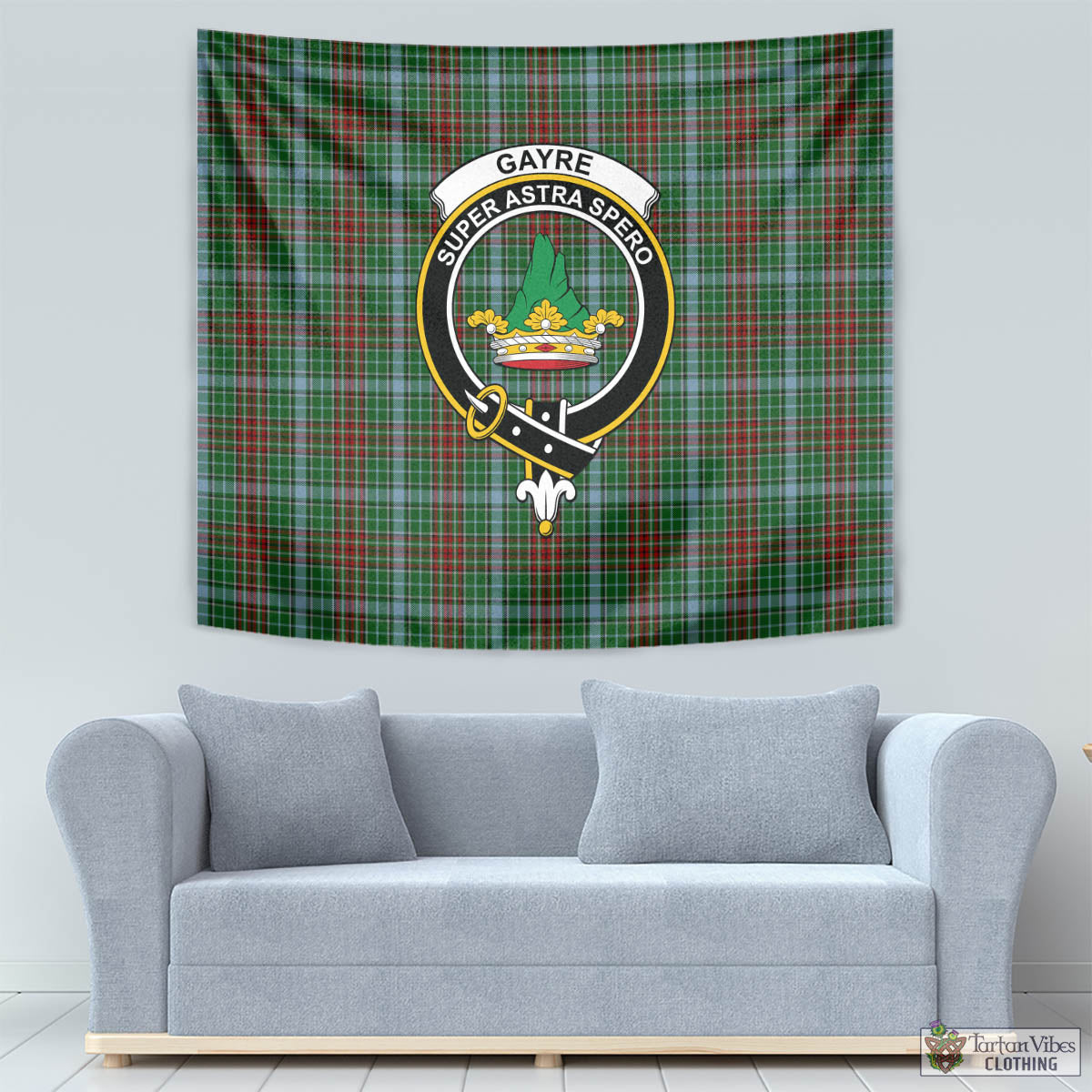 Tartan Vibes Clothing Gayre Tartan Tapestry Wall Hanging and Home Decor for Room with Family Crest