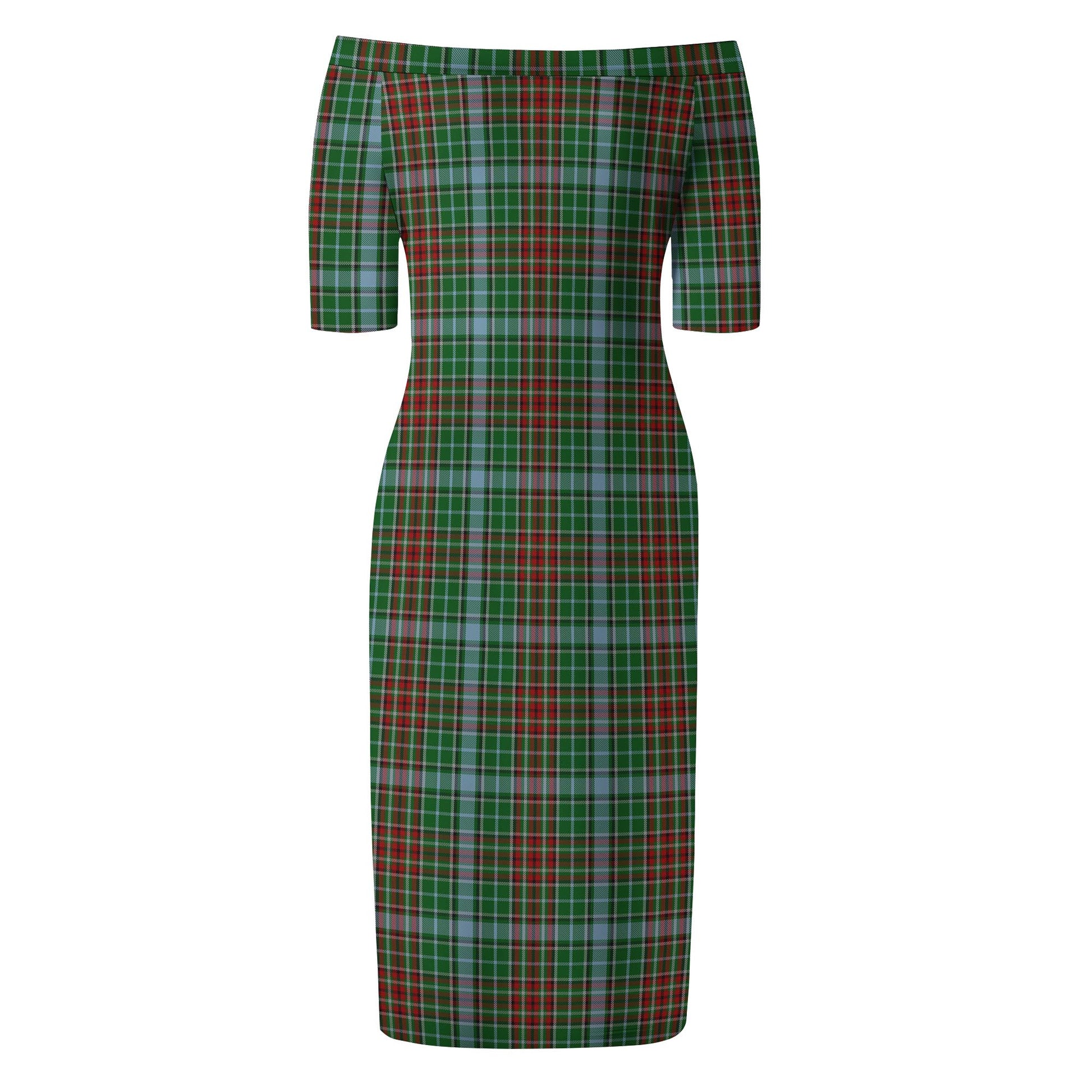 Gayre Tartan Off Shoulder Lady Dress - Tartanvibesclothing