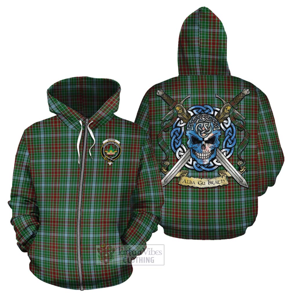 Tartan Vibes Clothing Gayre Tartan Cotton Hoodie with Family Crest Celtic Skull Style