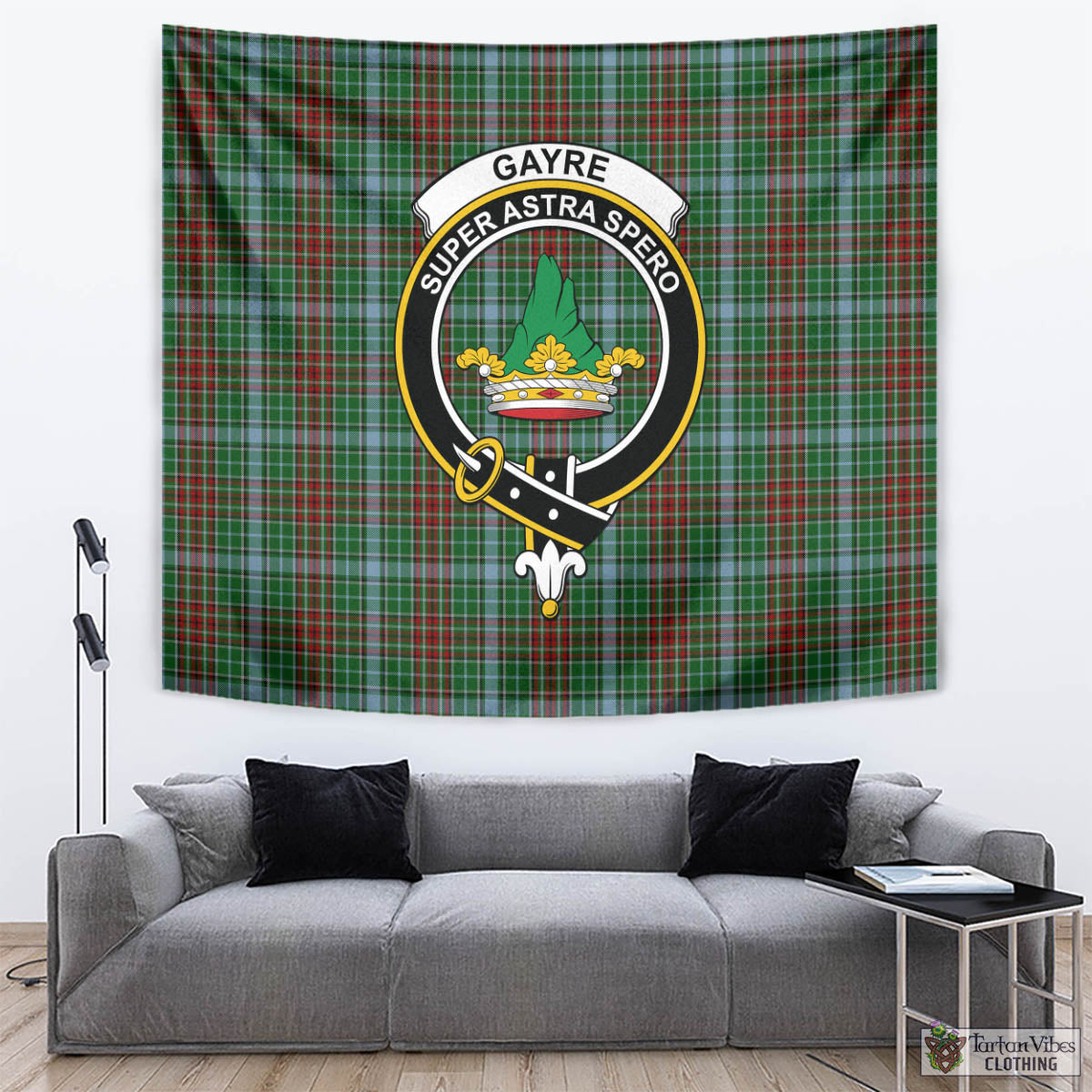 Tartan Vibes Clothing Gayre Tartan Tapestry Wall Hanging and Home Decor for Room with Family Crest