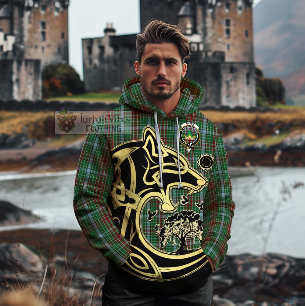 Tartan Vibes Clothing Gayre Tartan Cotton Hoodie with Family Crest Celtic Wolf Style