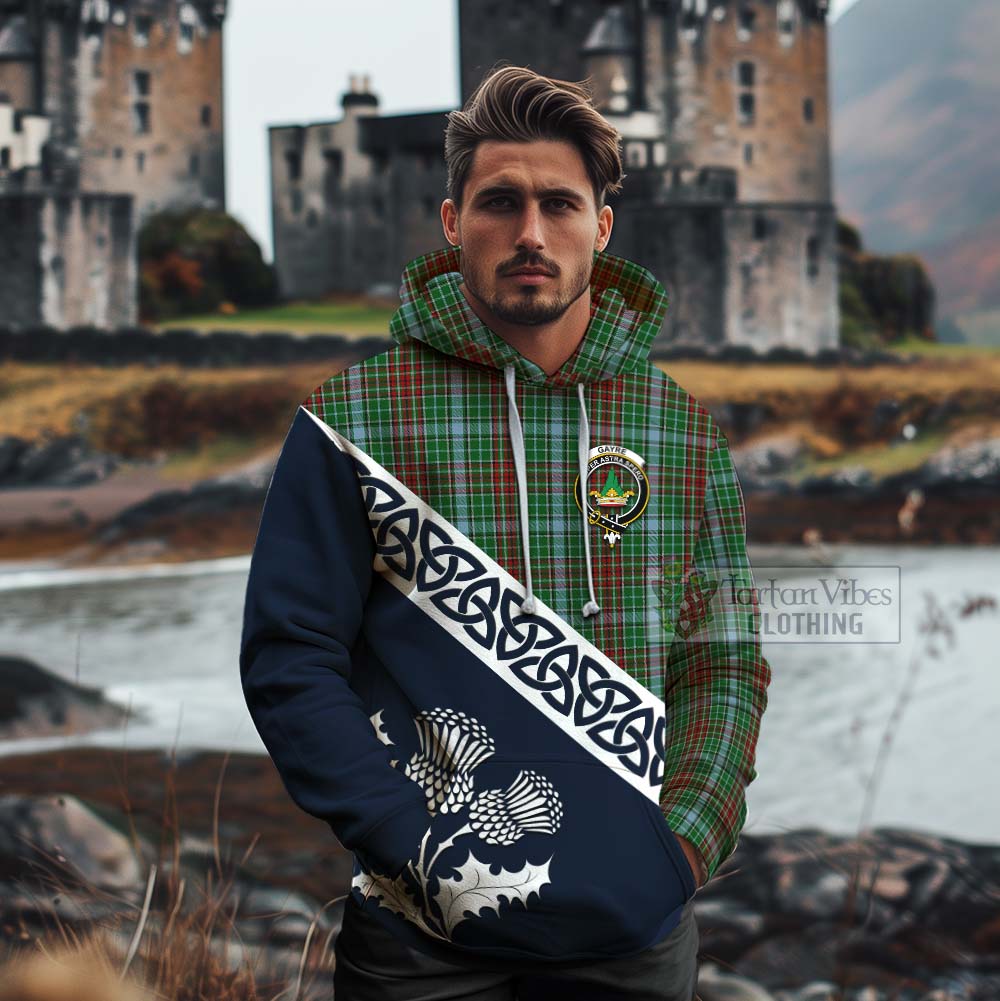 Tartan Vibes Clothing Gayre Tartan Cotton Hoodie Featuring Thistle and Scotland Map