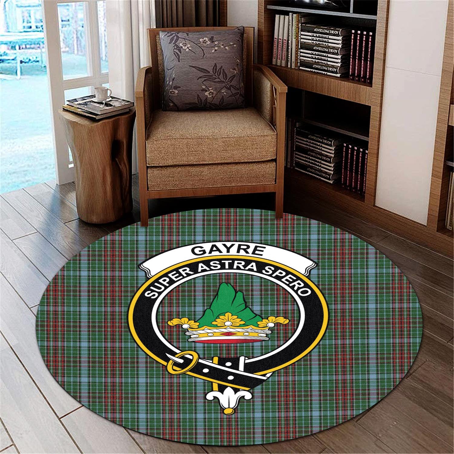 gayre-tartan-round-rug-with-family-crest