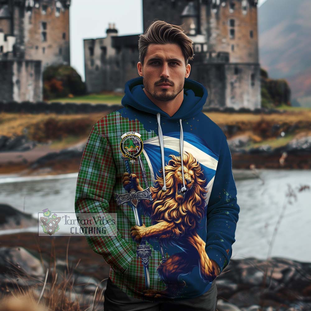 Tartan Vibes Clothing Gayre Tartan Family Crest Cotton Hoodie with Scottish Majestic Lion