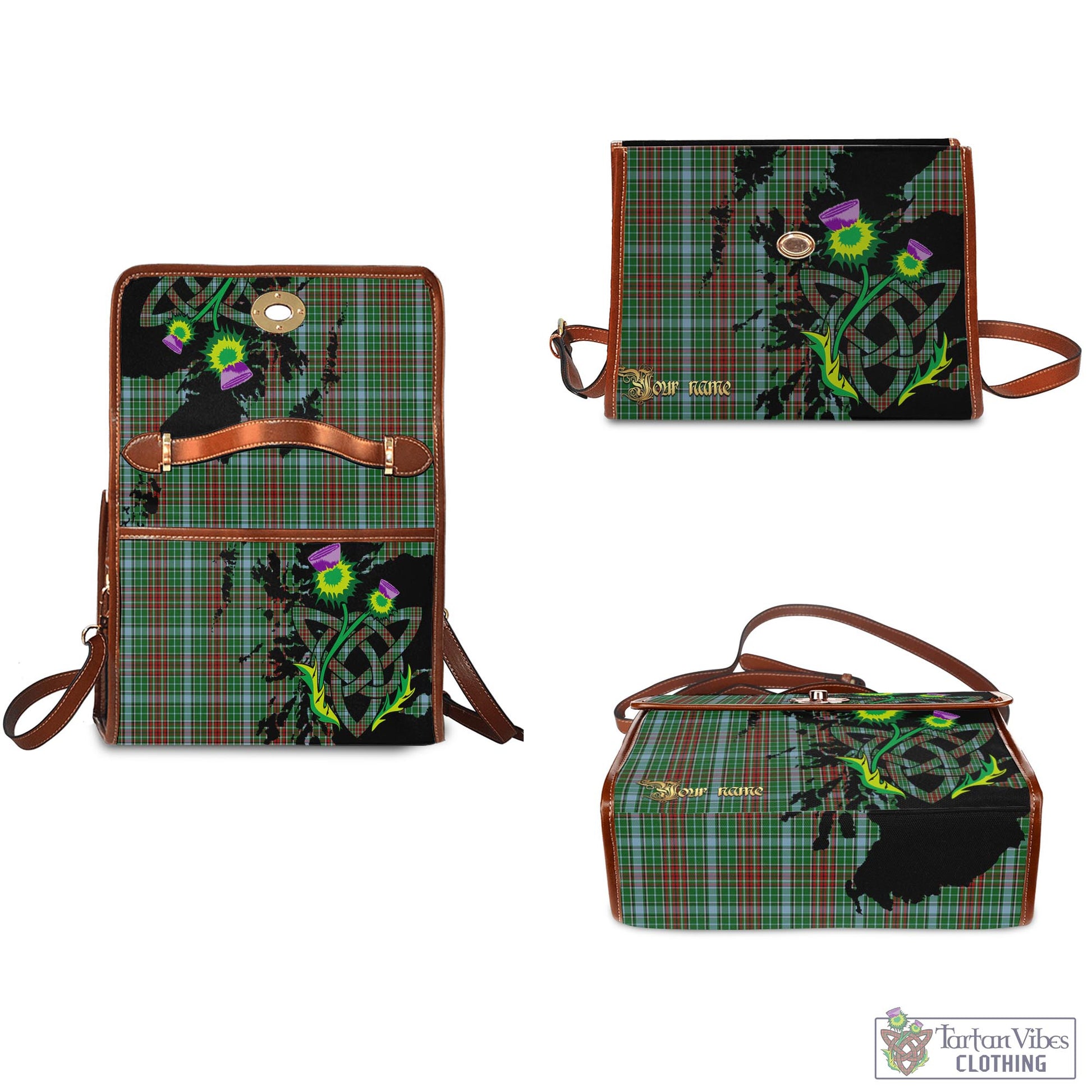 Tartan Vibes Clothing Gayre Tartan Waterproof Canvas Bag with Scotland Map and Thistle Celtic Accents