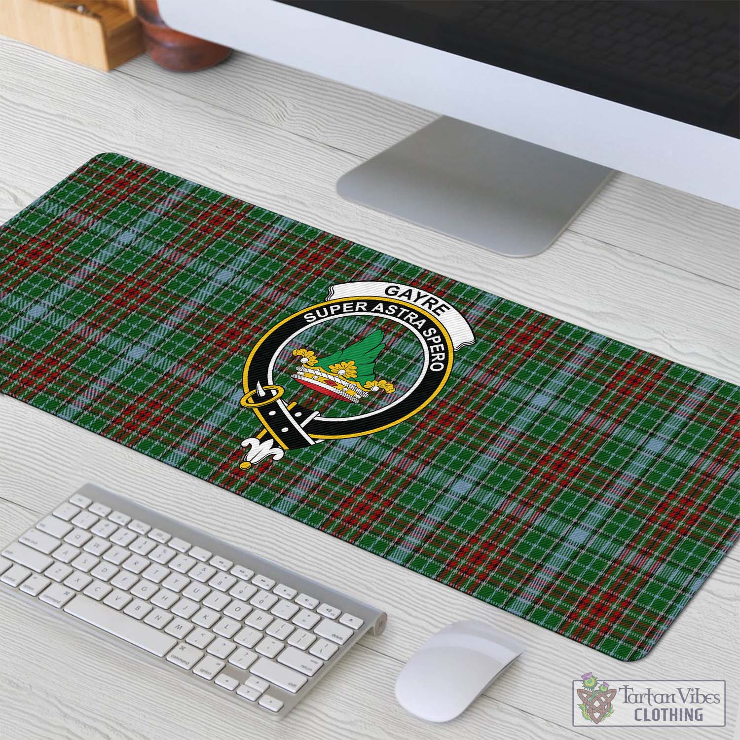 Tartan Vibes Clothing Gayre Tartan Mouse Pad with Family Crest