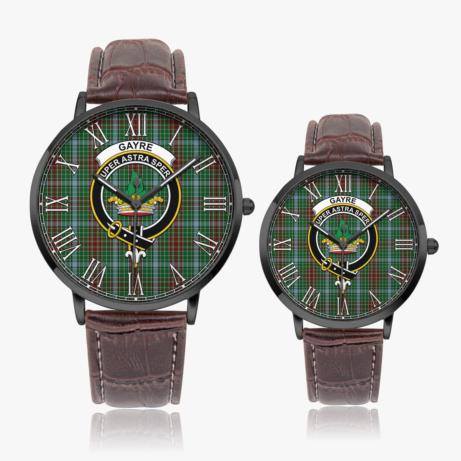 Gayre Tartan Family Crest Leather Strap Quartz Watch - Tartanvibesclothing