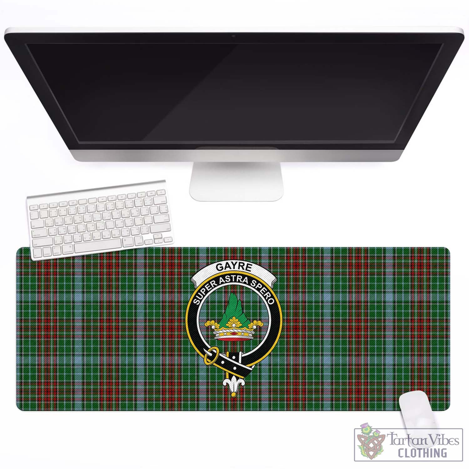 Tartan Vibes Clothing Gayre Tartan Mouse Pad with Family Crest