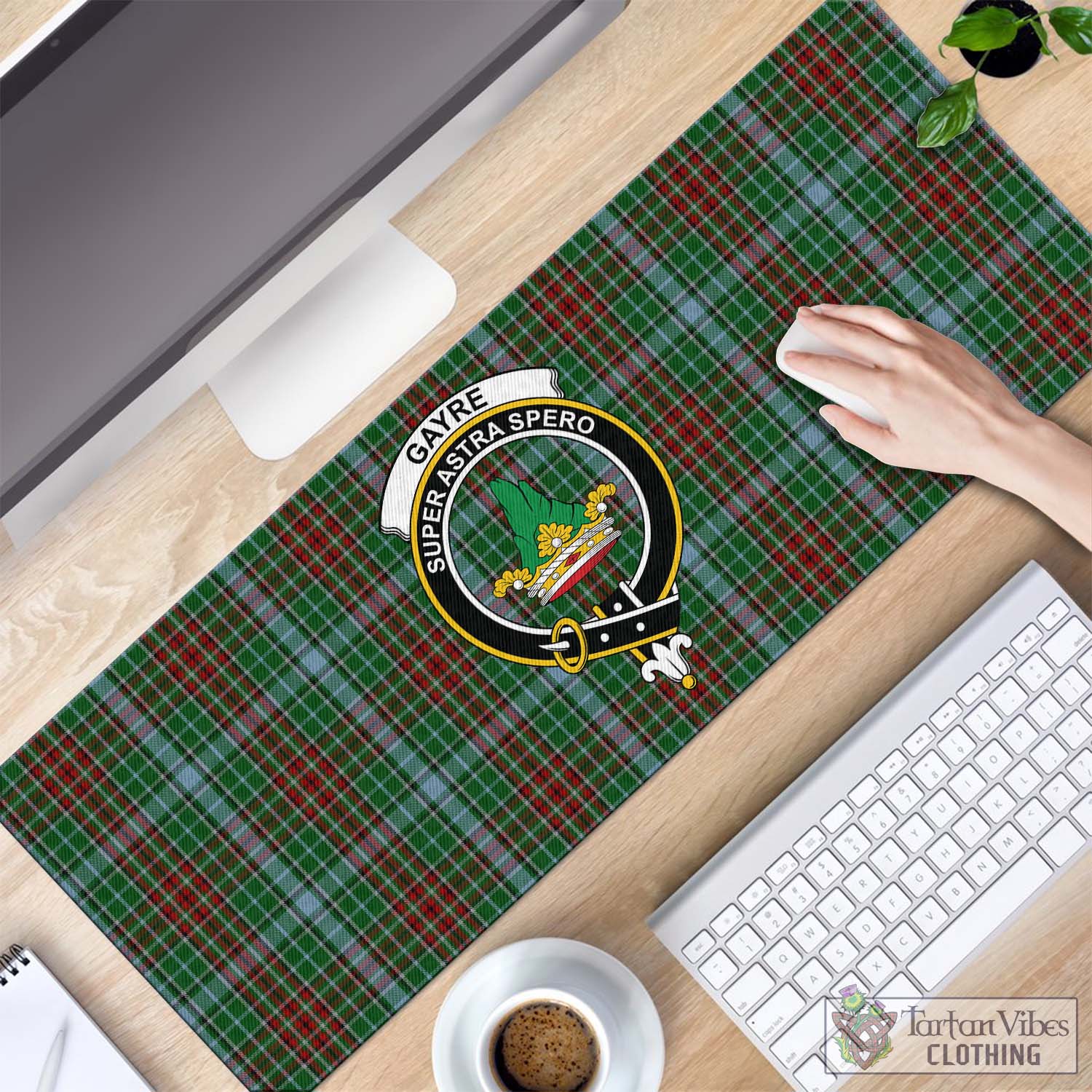 Tartan Vibes Clothing Gayre Tartan Mouse Pad with Family Crest