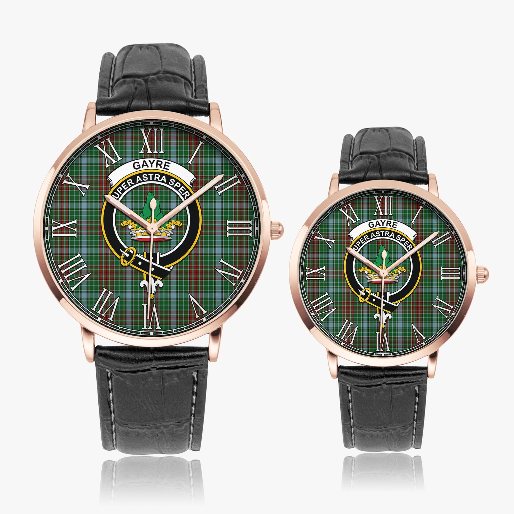 Gayre Tartan Family Crest Leather Strap Quartz Watch - Tartanvibesclothing