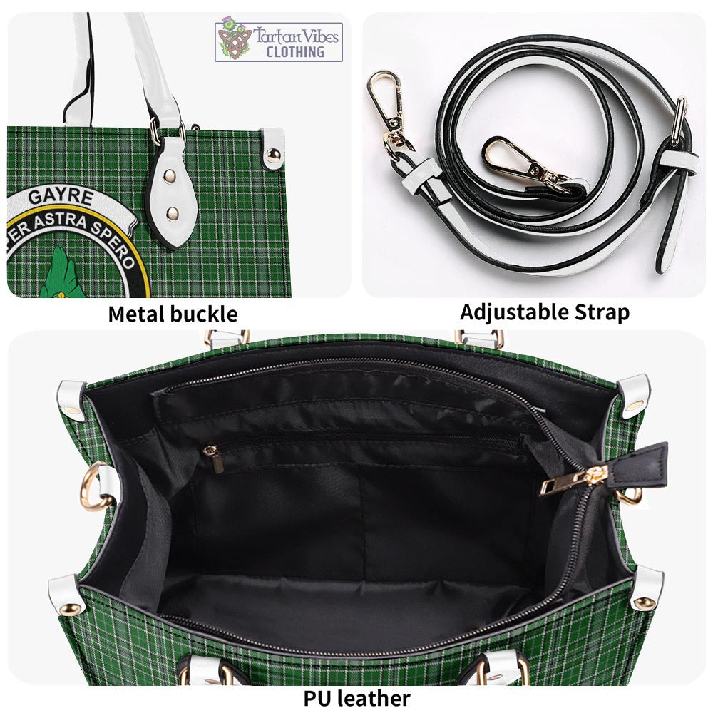 Tartan Vibes Clothing Gayre Dress Tartan Luxury Leather Handbags with Family Crest