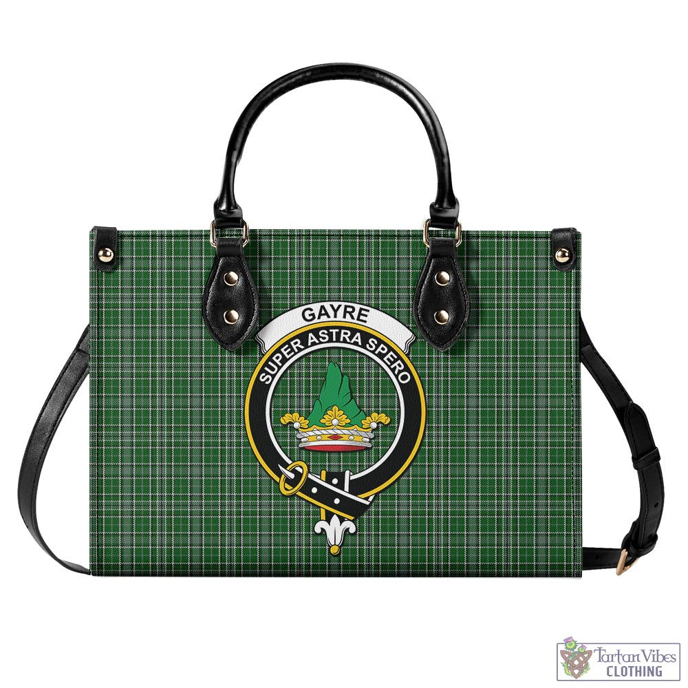 Tartan Vibes Clothing Gayre Dress Tartan Luxury Leather Handbags with Family Crest