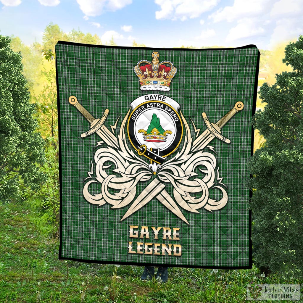 Tartan Vibes Clothing Gayre Dress Tartan Quilt with Clan Crest and the Golden Sword of Courageous Legacy