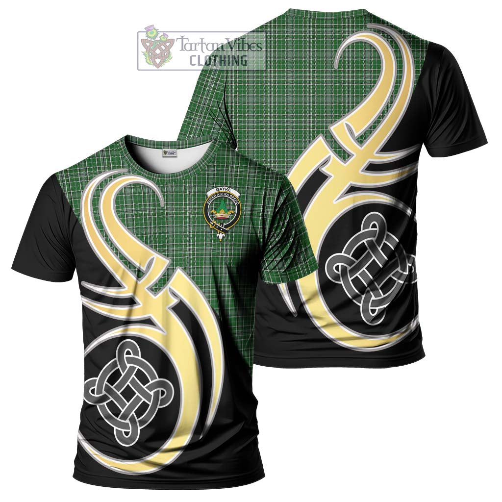 Tartan Vibes Clothing Gayre Dress Tartan T-Shirt with Family Crest and Celtic Symbol Style