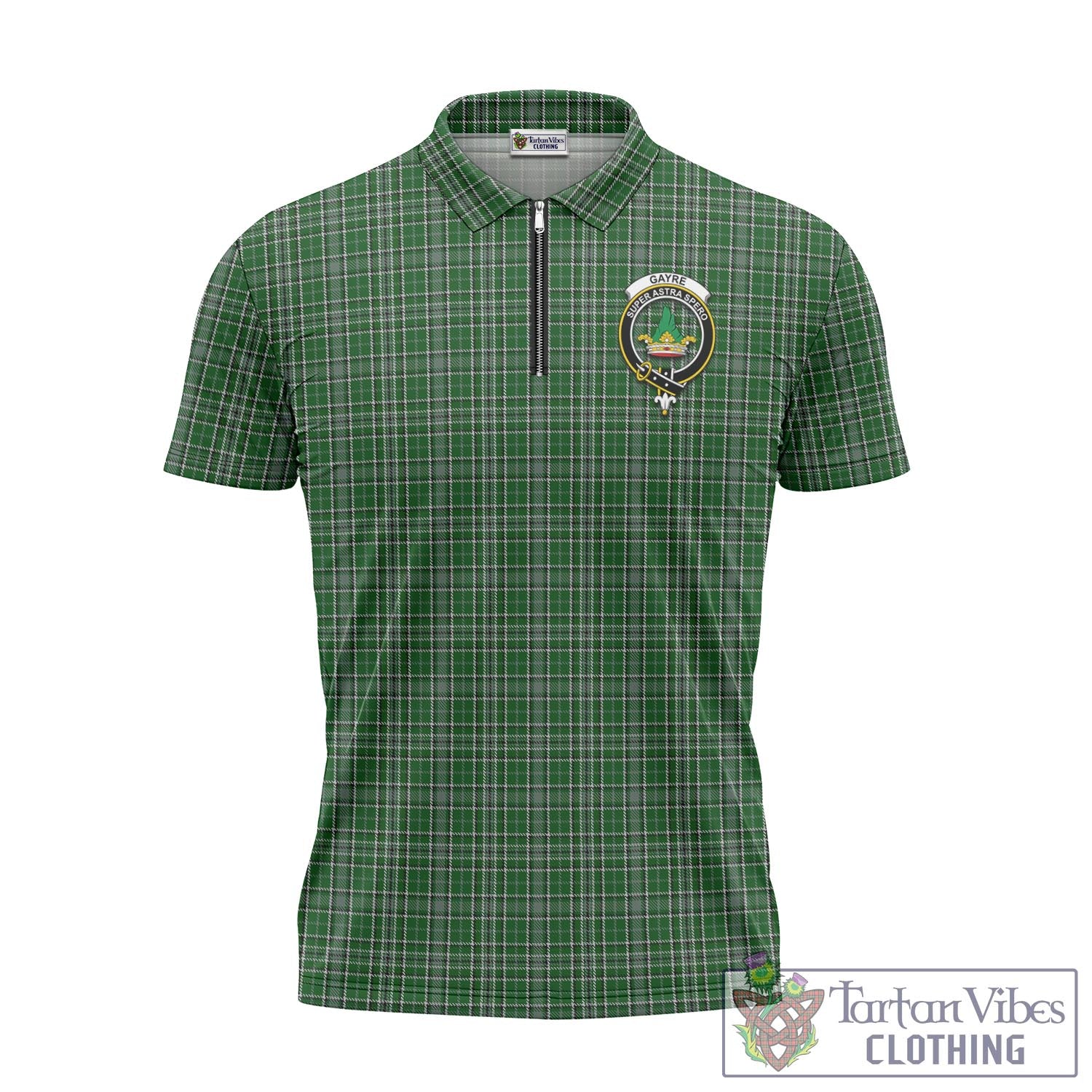 Tartan Vibes Clothing Gayre Dress Tartan Zipper Polo Shirt with Family Crest