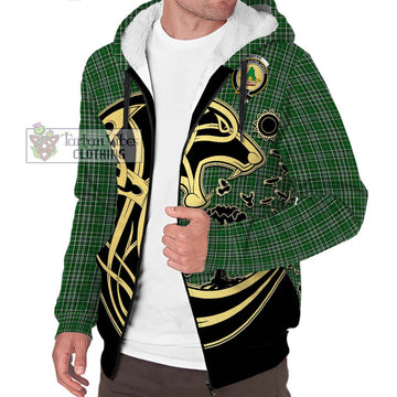 Gayre Dress Tartan Sherpa Hoodie with Family Crest Celtic Wolf Style