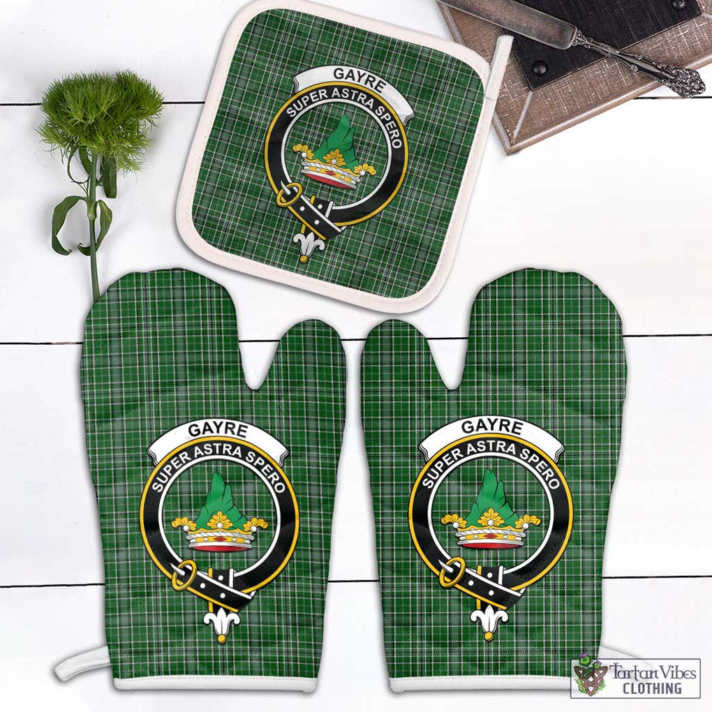 Gayre Dress Tartan Combo Oven Mitt & Pot-Holder with Family Crest Combo 1 Oven Mitt & 1 Pot-Holder White - Tartan Vibes Clothing